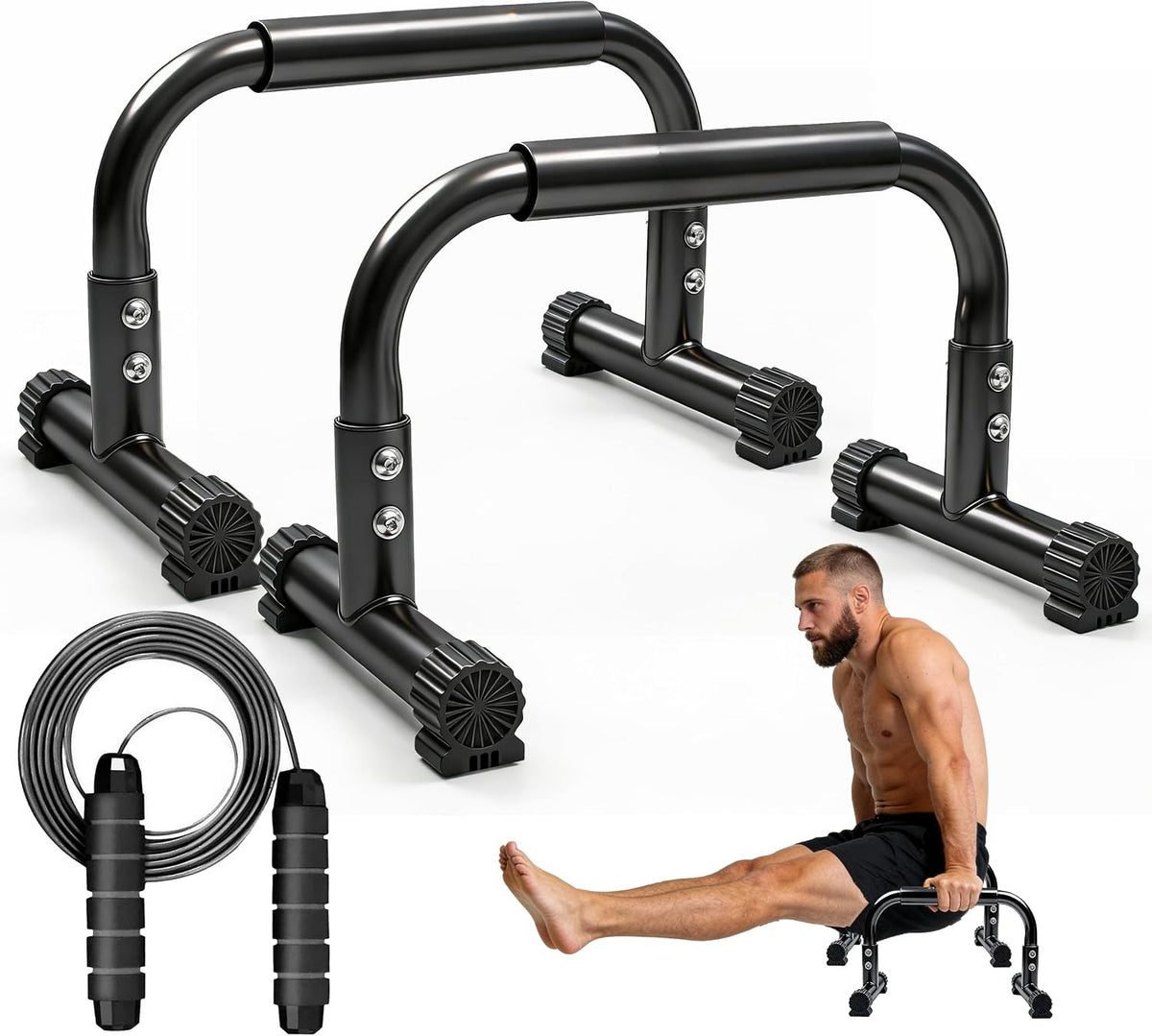 Steel Parallettes Push‑Up Bars Set