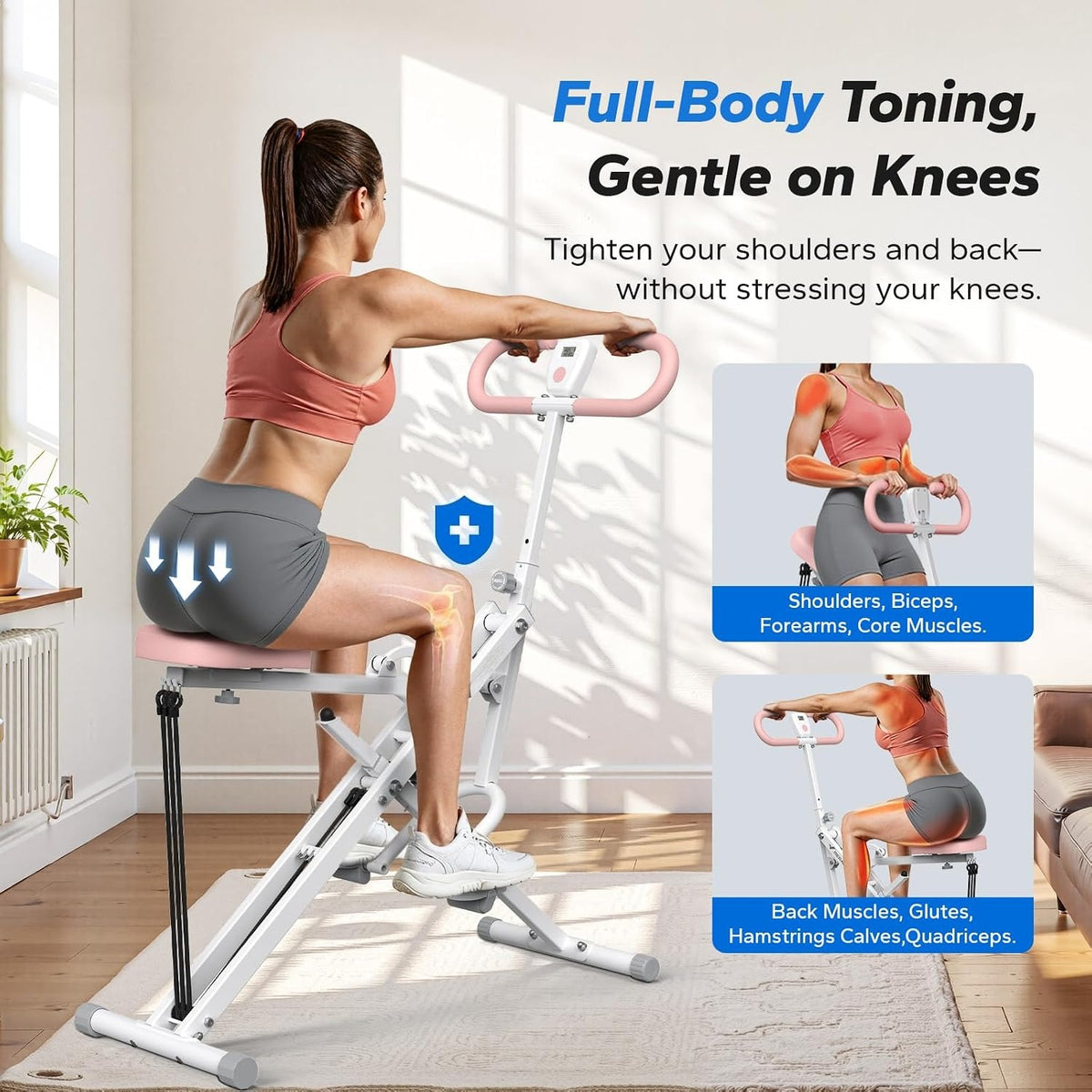 2‑in‑1 Foldable Squat Rowing Machine