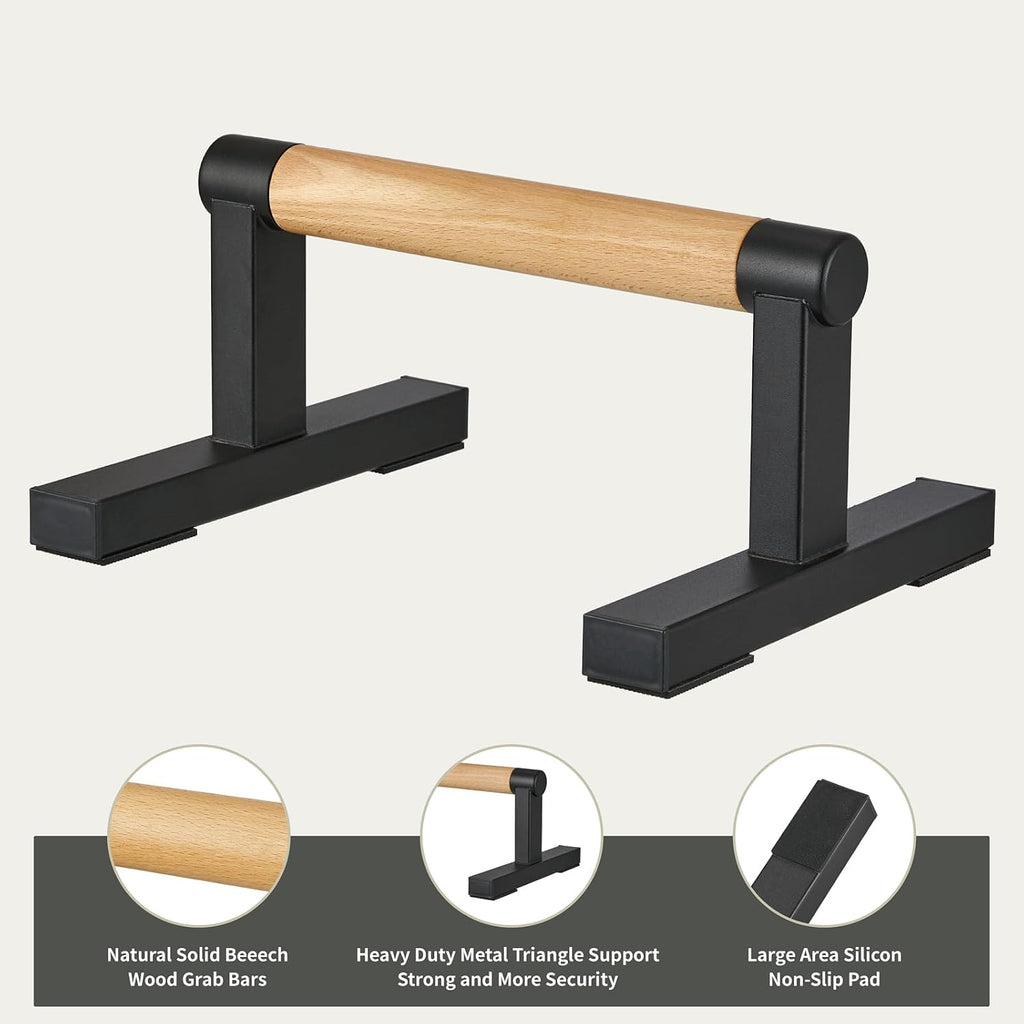 Wooden Parallettes Push‑Up Bars Pair
