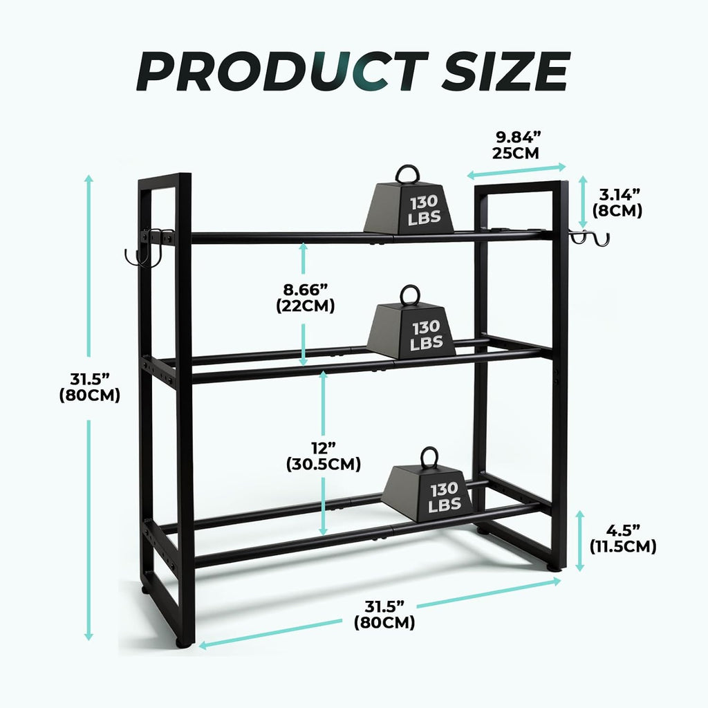3‑Tier Adjustable Dumbbell Weight Rack