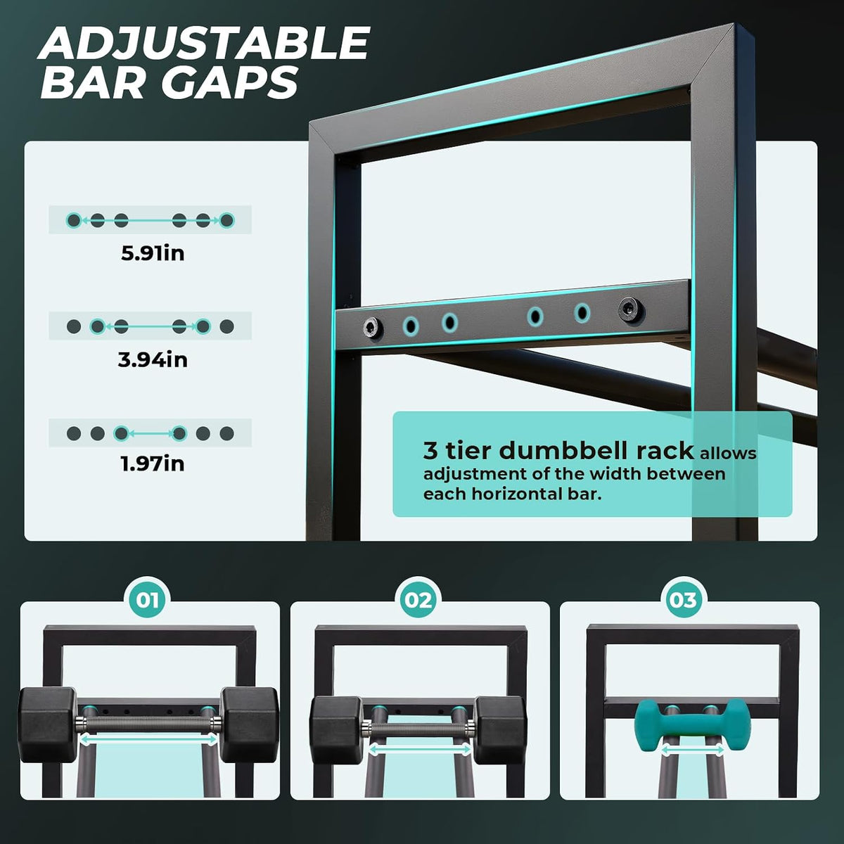 3‑Tier Adjustable Dumbbell Weight Rack