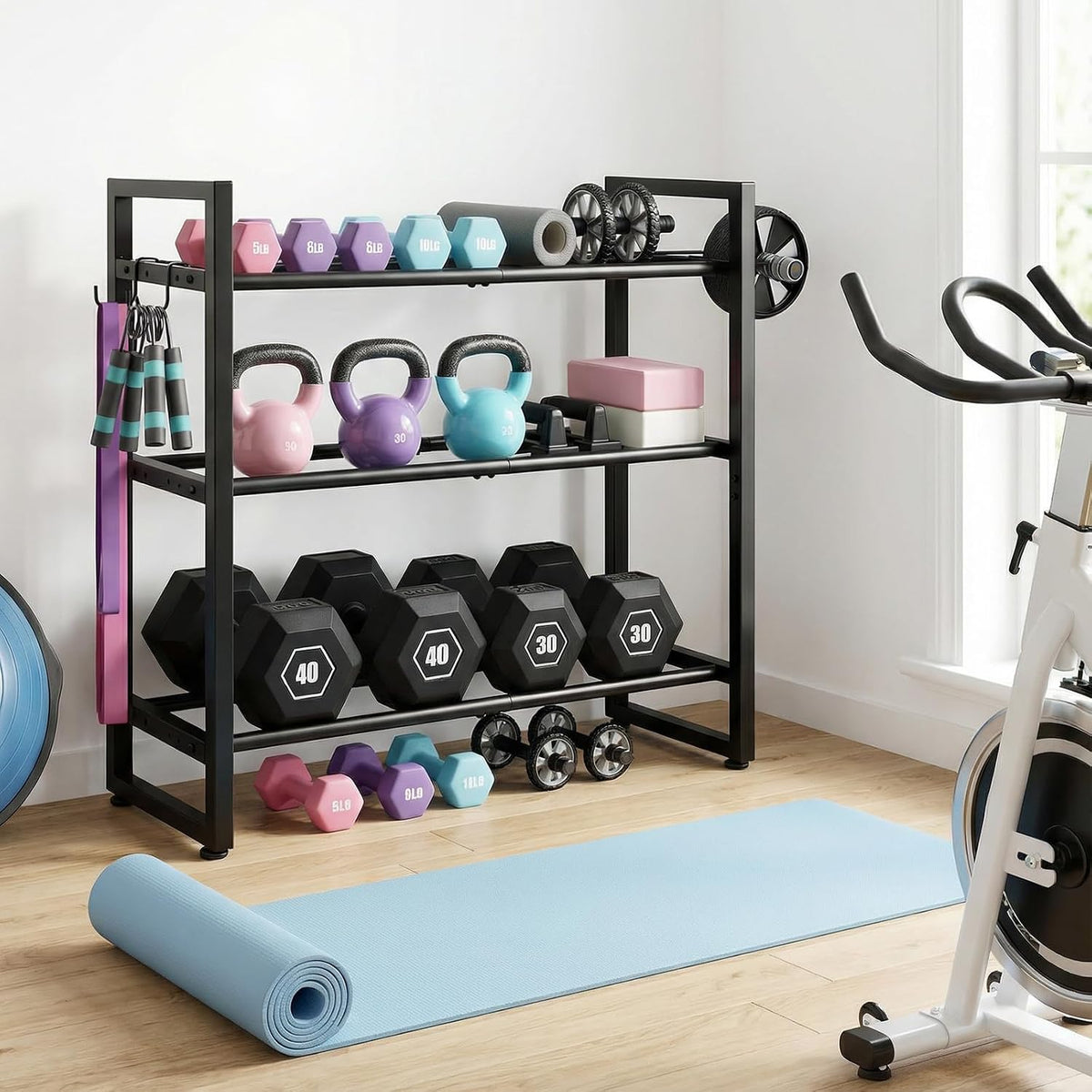 3‑Tier Adjustable Dumbbell Weight Rack