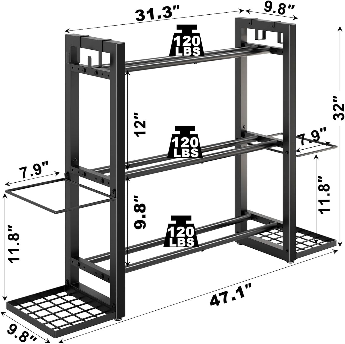 3‑Tier Adjustable Dumbbell Weight Rack