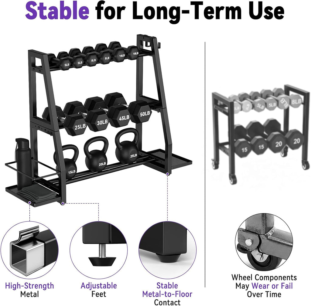 3‑Tier Heavy Duty Weight Storage Rack