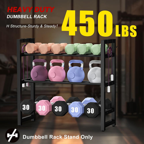 3‑Tier Adjustable Dumbbell Weight Rack