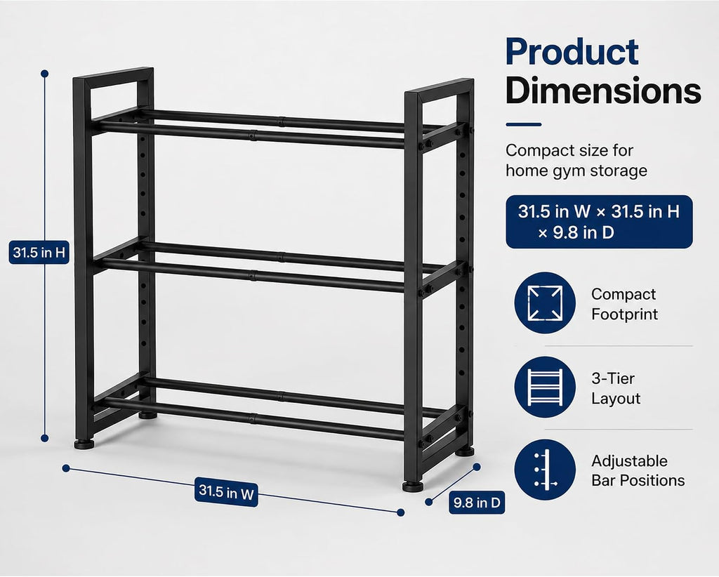 Adjustable 3‑Tier Dumbbell Weight Rack