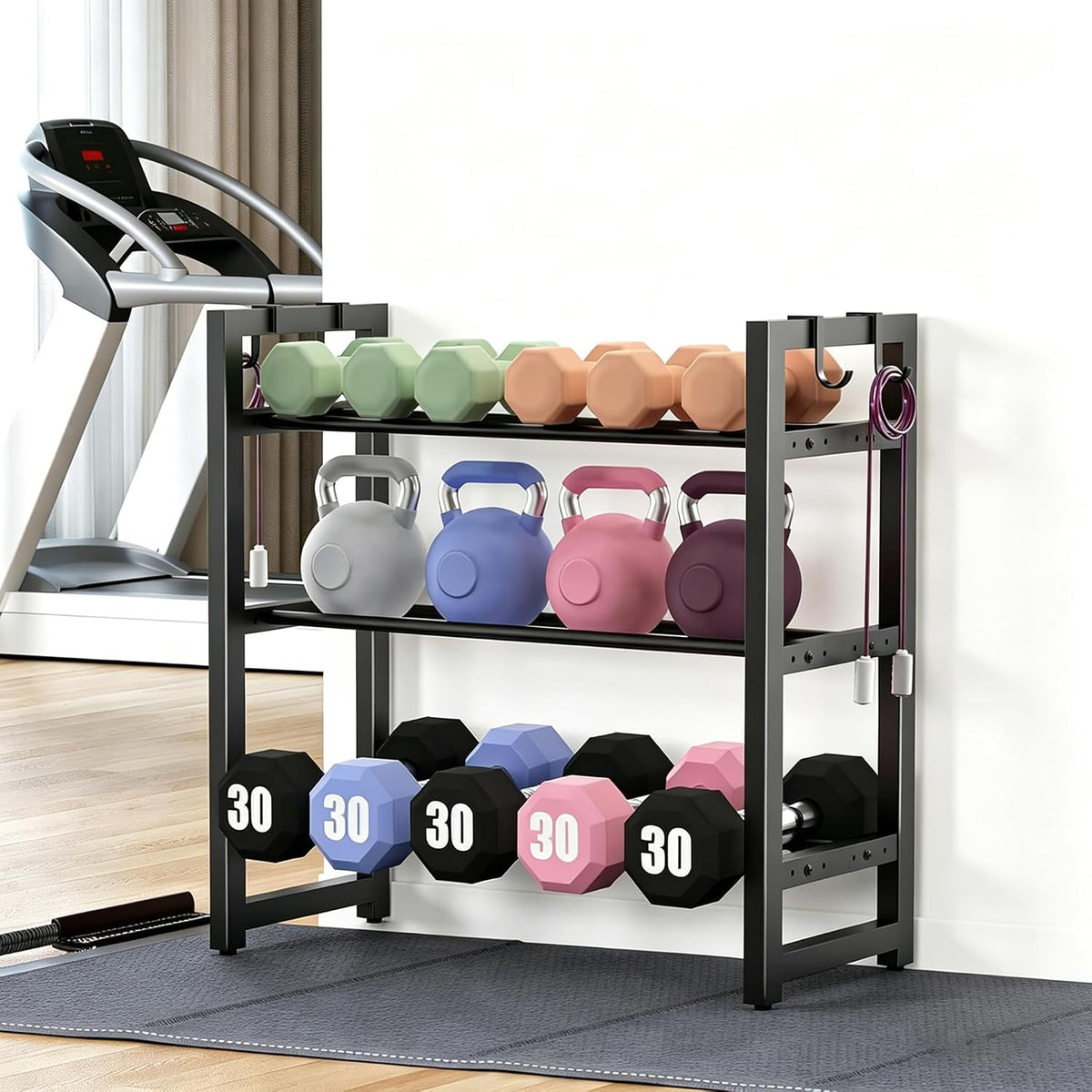 3‑Tier Adjustable Dumbbell Weight Rack