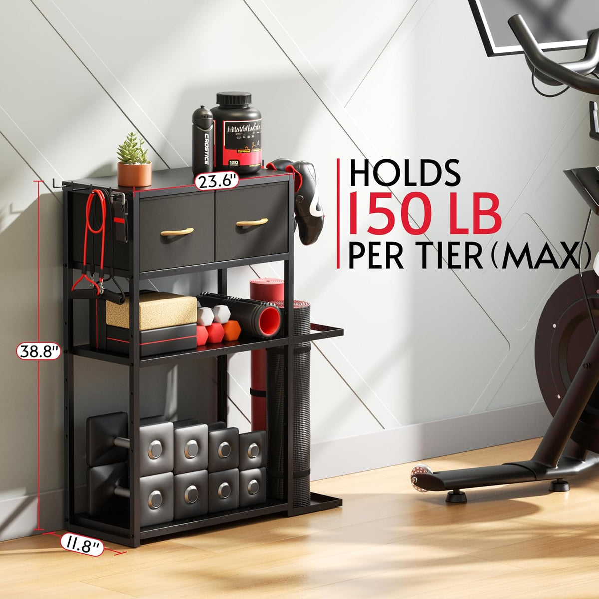 4‑Tier Adjustable Gym Storage Rack