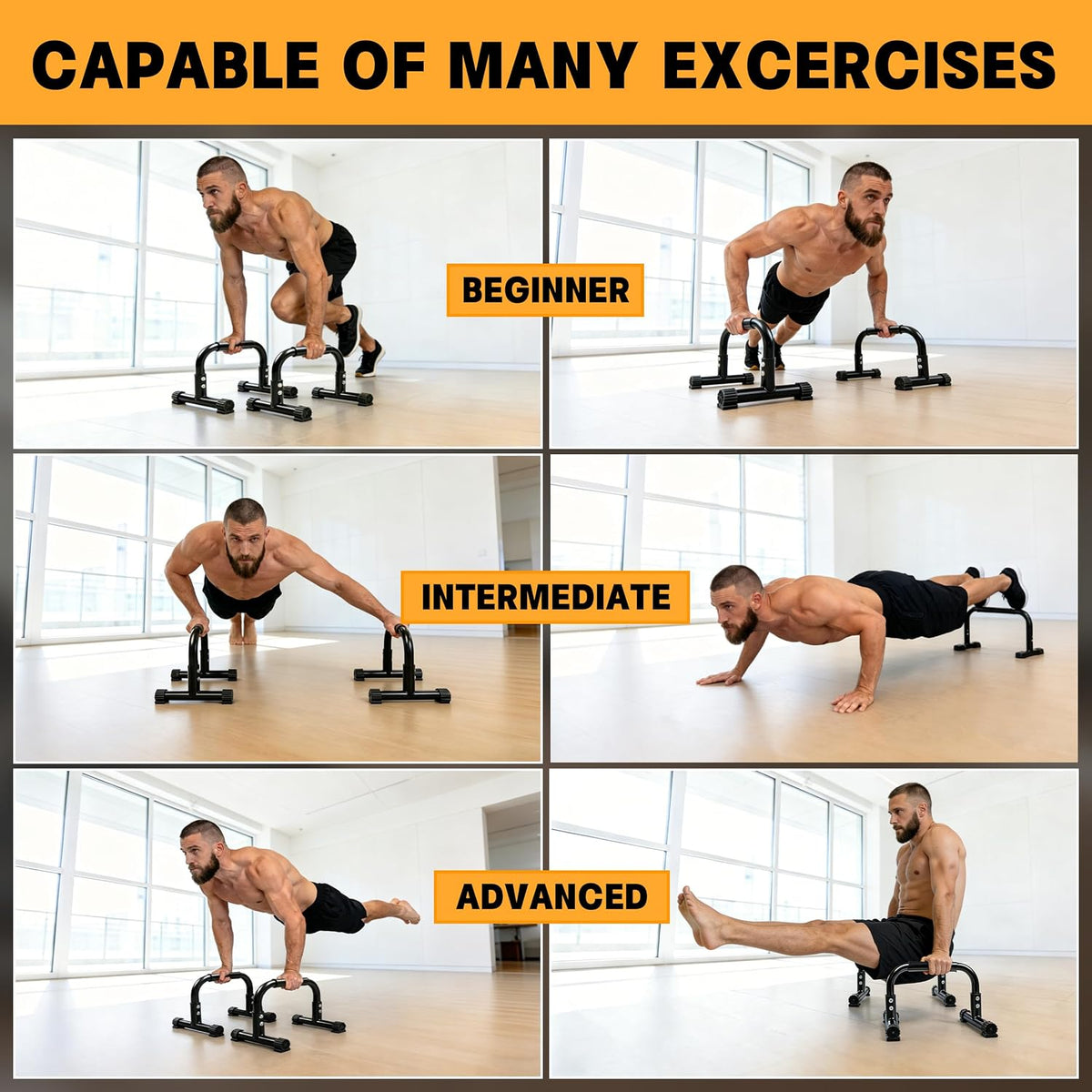 Steel Parallettes Push‑Up Bars Set