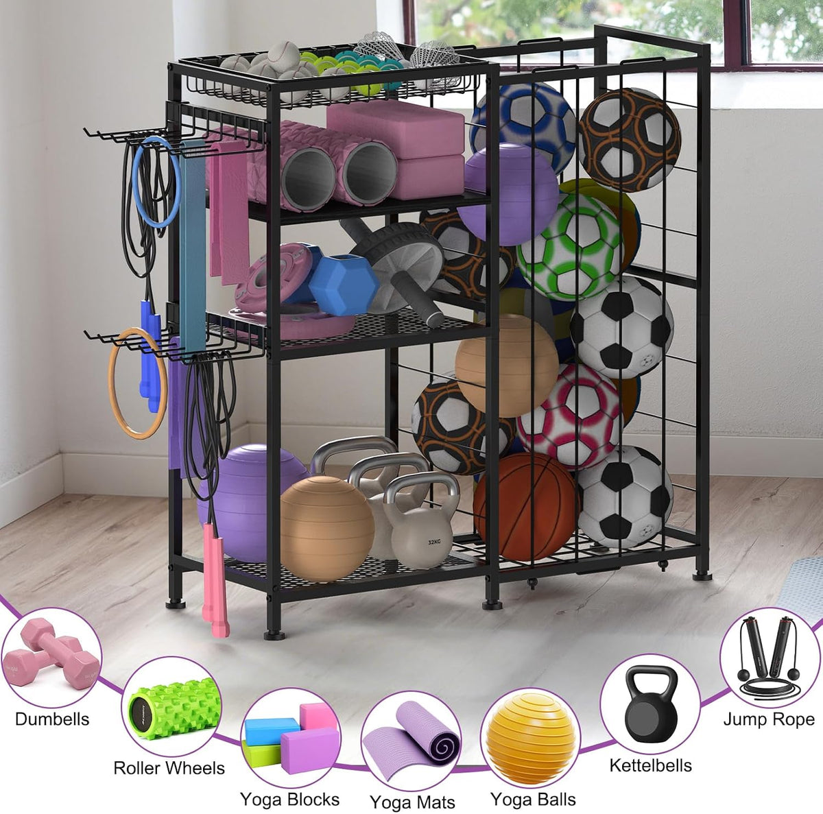 4‑Tier Yoga Mat Storage Rack