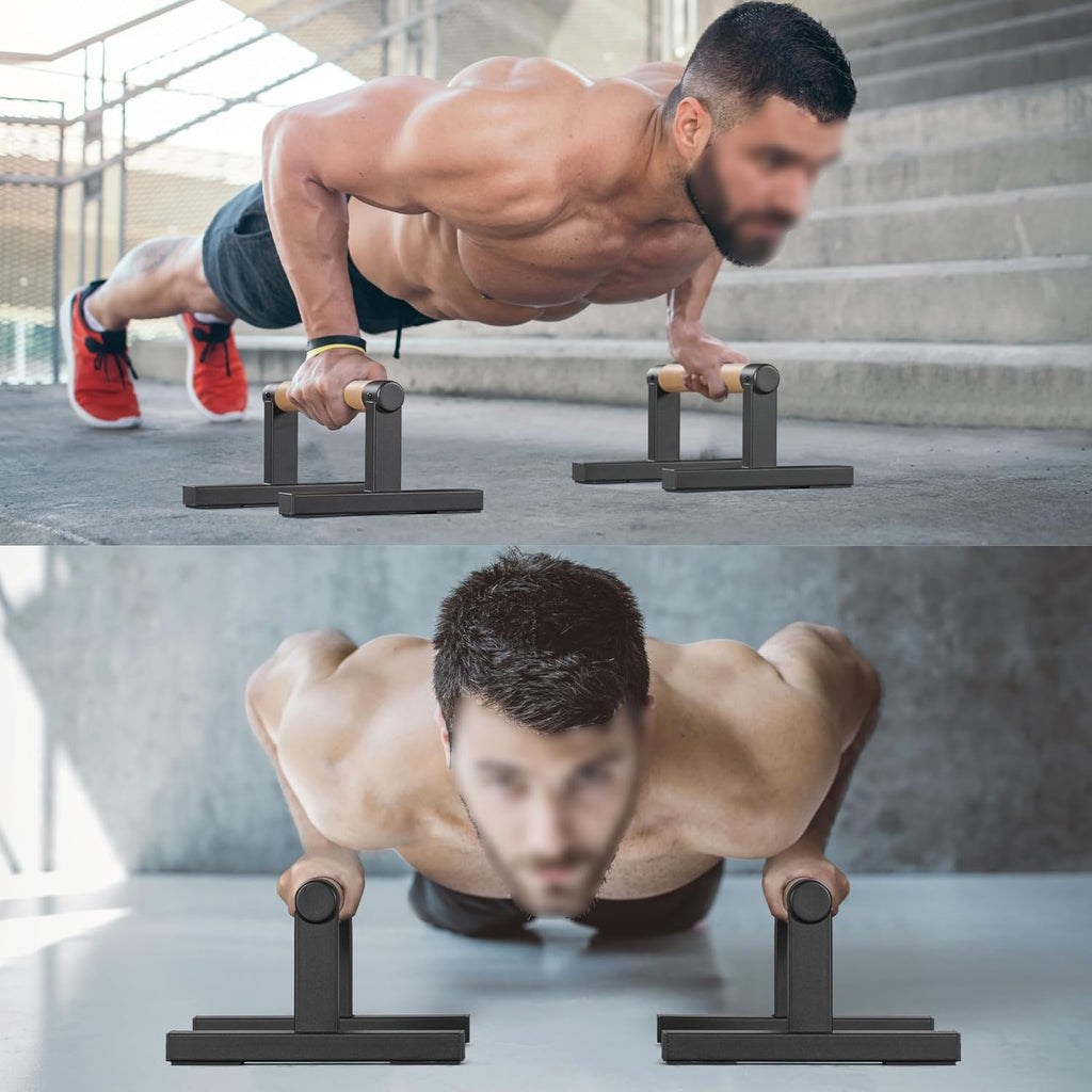 Wooden Parallettes Push‑Up Bars Pair